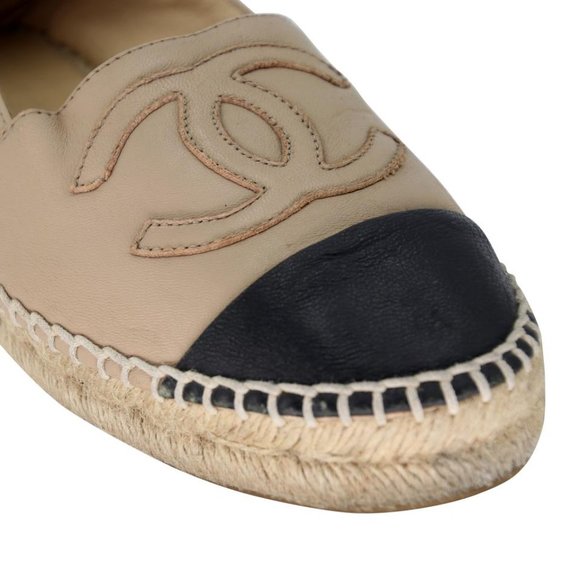 Chanel Espadrille CC 35 Leather Cap Toe Flats CC-S0207P-C029 - Picture 9 of 10